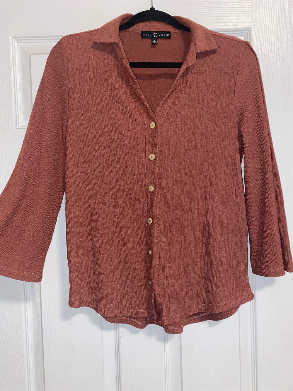 Terra Cotta Button-Down Collared Women's Shirt
